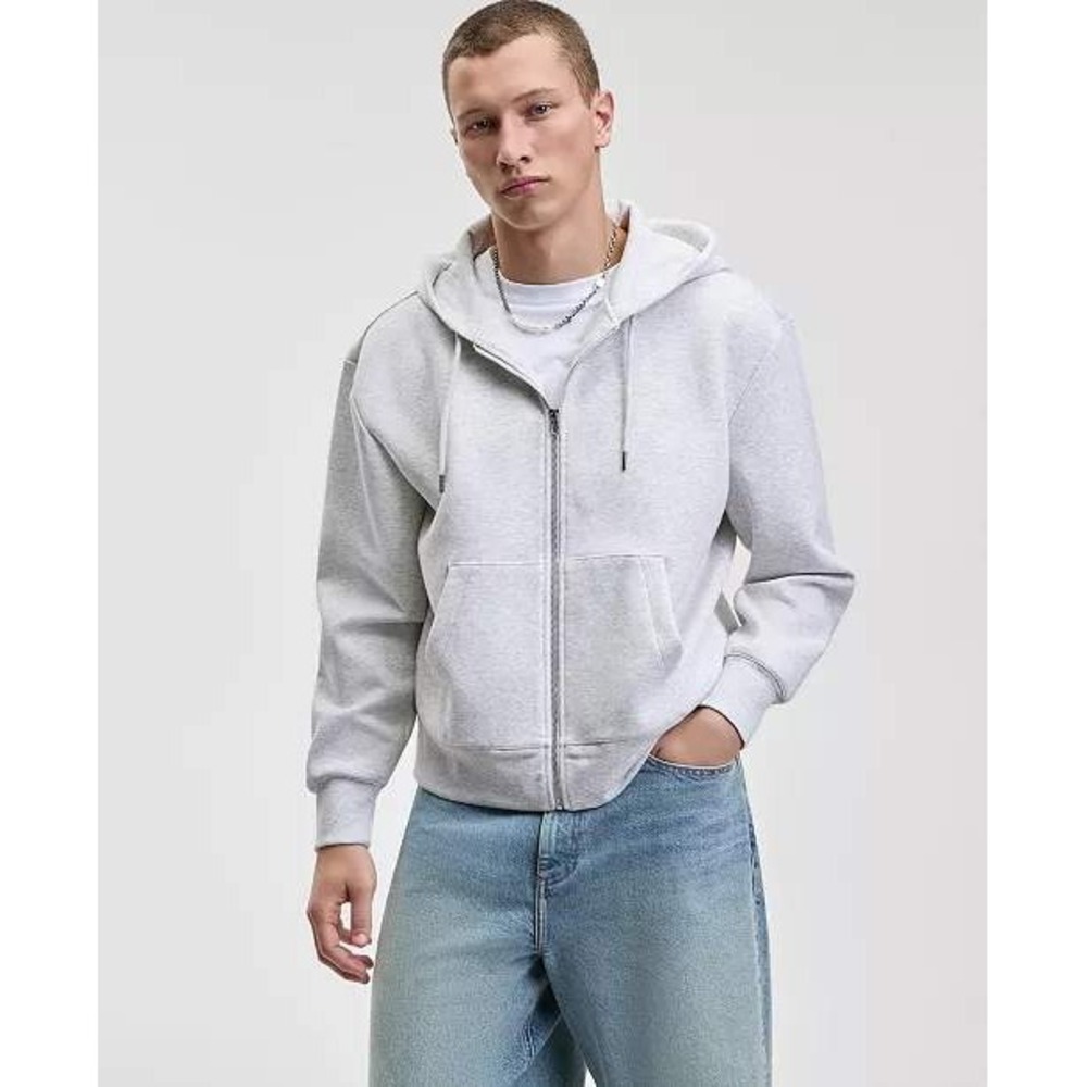 Mode‎ of One Mens Front-Zip Hoodie Whispy Grey Heather Fleece Medium 100198150MN